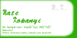 mate kopanyi business card